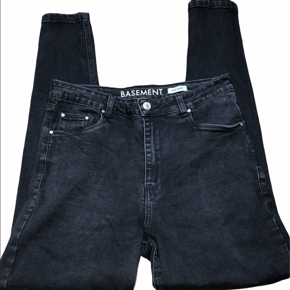 Basement US size 8 high waist black skinny jeans
